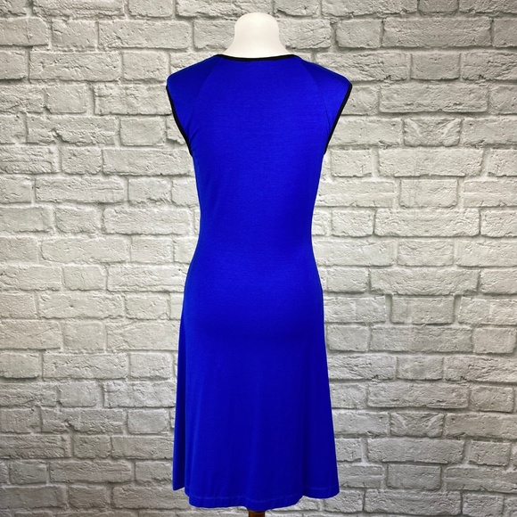 Calvin Klein Cobalt Blue Vegan Leather Trim Dress - Picture 5 of 6